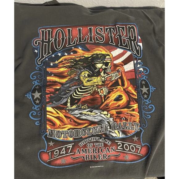 Hollister Motorcycle Rally 2007 T-Shirt 2XL Black. Has small stain - Picture 2 of 3